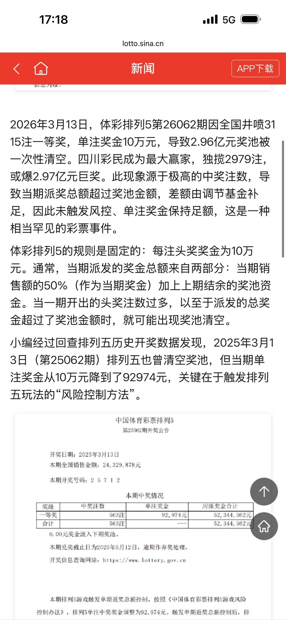 时隔一年多,体彩排五三亿多奖池再一次被清空