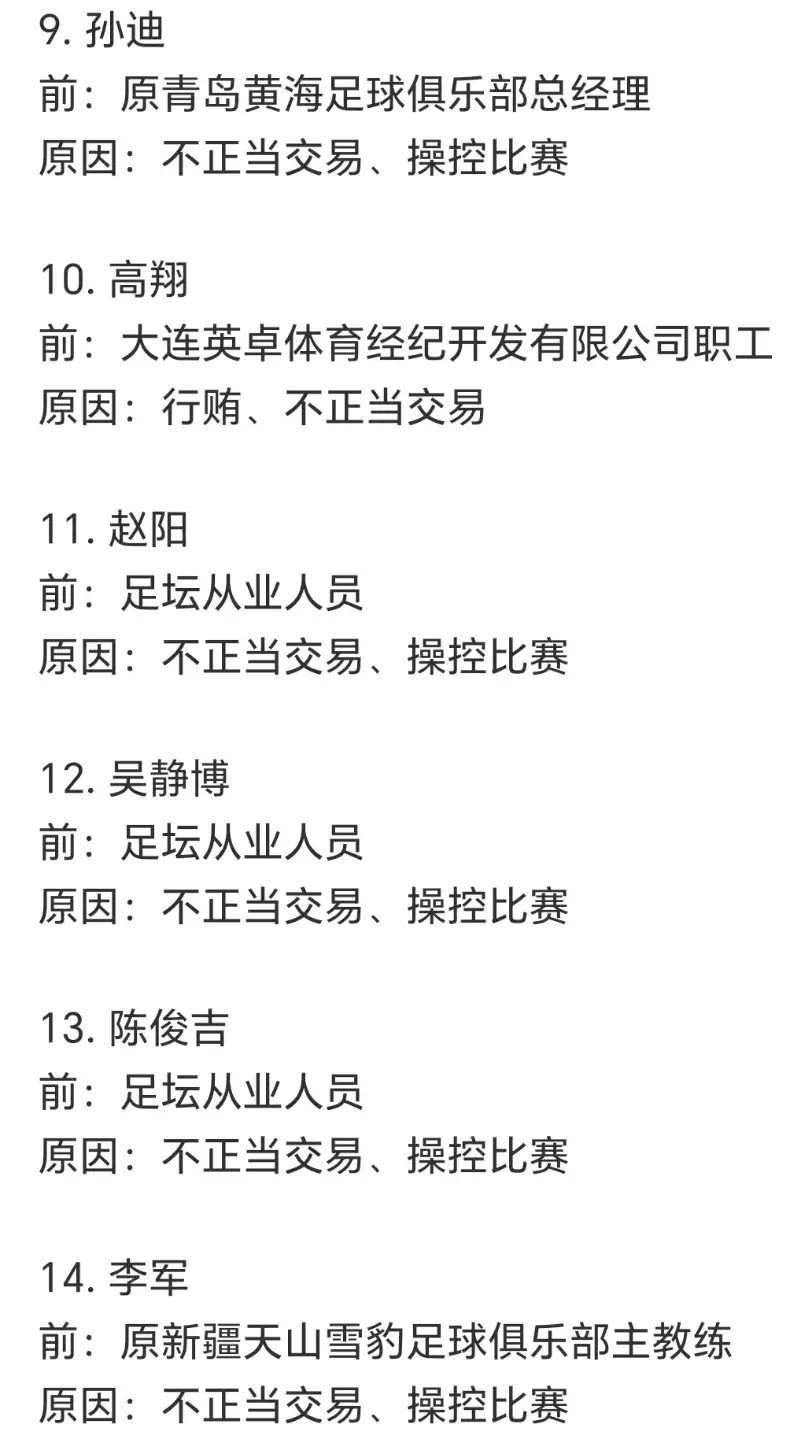足协官宣!假赌黑第三批处罚名单!17人终身禁足1队追扣6分